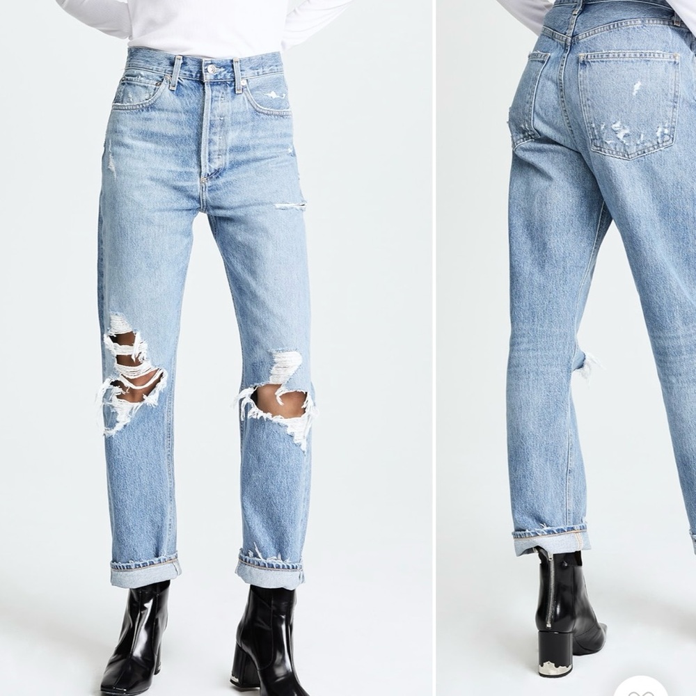 AGOLDE MID TO HIGH RISE DISTRESSED JEANS in amazing condition